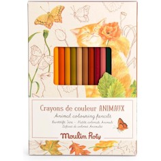 12 crayons de couleur + cartes - Le jardin du moulin - Moulin Roty