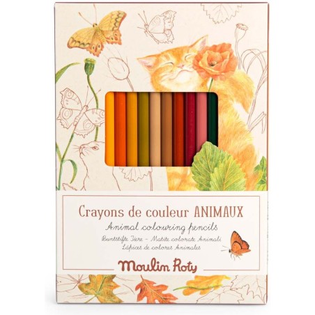 12 crayons de couleur + cartes - Le jardin du moulin - Moulin Roty