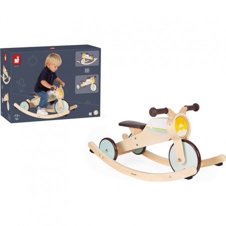 Tricycle évolutif 2 en 1 - Cheval à bascule - Draisienne - Janod