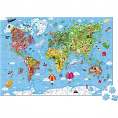 Puzzle éducatif géant carte du monde 300 Pièces - Janod 2