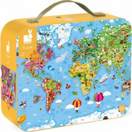 Puzzle éducatif géant carte du monde 300 Pièces - Janod