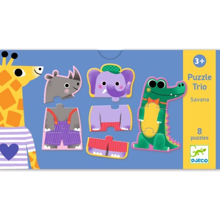 Puzzle Trio - Savana - Jeu éducatif - Djeco