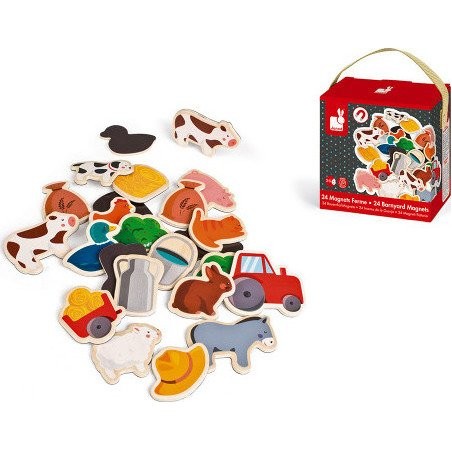 Magnets en bois "Ferme" 24 Pièces