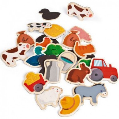 Magnets en bois "Ferme" 24 Pièces - Janod Magnets en bois "Ferme" 24 Pièces - Janod