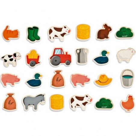 Magnets en bois "Ferme" 24 Pièces