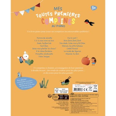 Mon livre piano - Mes toutes premières comptines au piano - Auzou