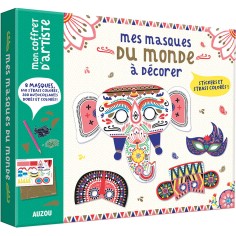 Mon coffret d'artiste - Mes masques du monde à décorer - Auzou