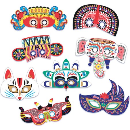 Mon coffret d'artiste - Mes masques du monde à décorer - Auzou