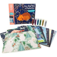 Mon coffret d'artiste - Mes cartes à pailleter - Nature enchantée - Auzou 2