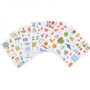 Cahier de coloriage avec autocollant - La Grande Famille - Moulin Roty