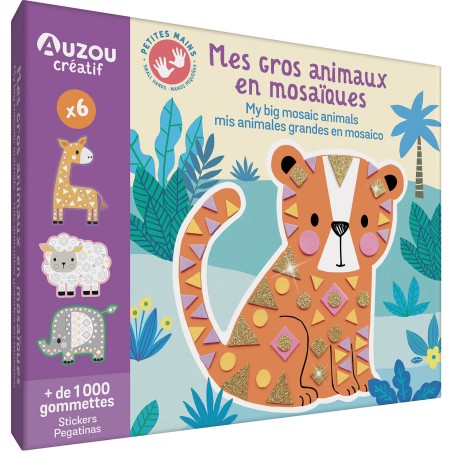 Mon coffret d'artiste - Mes gros animaux en mosaïques - Auzou
