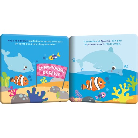 Mon premier livre de bain - Hugo le dauphin - valisette carton - Auzou