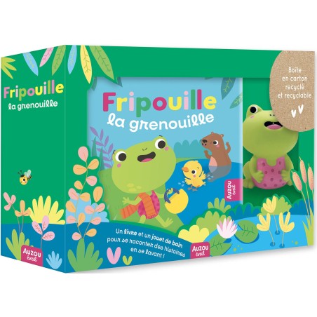 Mon premier livre de bain - Fripouille la grenouille - valisette carton - Auzou
