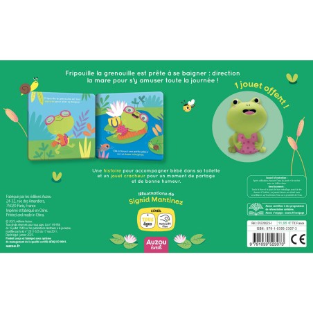 Mon premier livre de bain - Fripouille la grenouille - valisette carton - Auzou