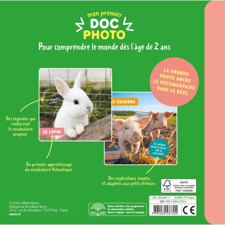 Mon premier doc photo - Les animaux de la ferme - Auzou