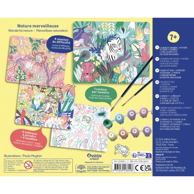 Mon coffret d'artiste - Mes 4 peintures au numéro : merveilleuse nature - Auzou