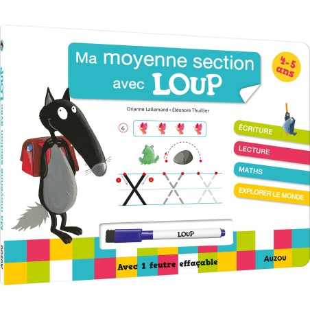 Ma moyenne section avec loup - Livre-ardoise ne - Auzou