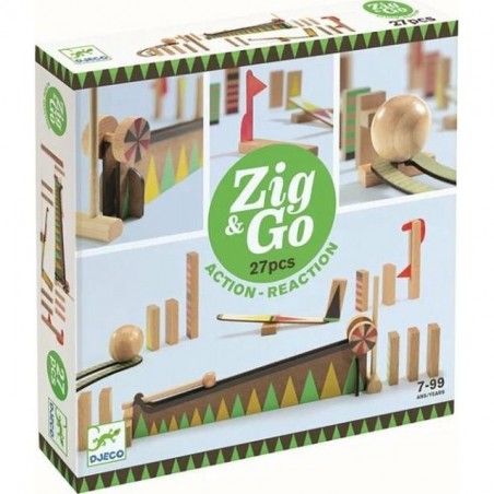Parcours bille et Domino - Zig & Go - Curve - 27 pièces - Djeco