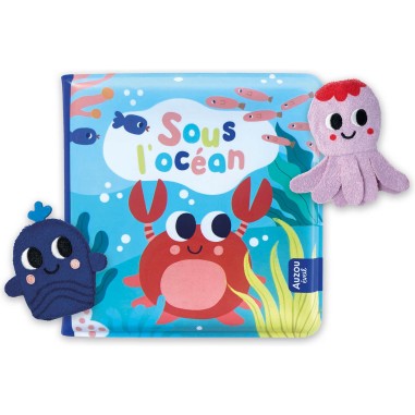 Mon petit coffret de bain - Sous l'océan - Un livre de bain et 2 marionnettes à doigt - Auzou