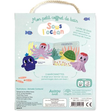 Mon petit coffret de bain - Sous l'océan - Un livre de bain et 2 marionnettes à doigt - Auzou