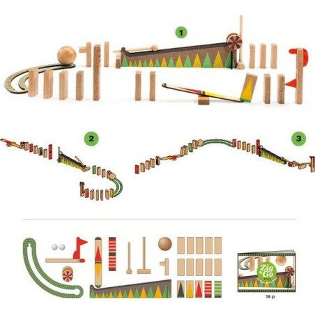 Parcours bille et Domino - Zig & Go - Curve - 27 pièces - Djeco
