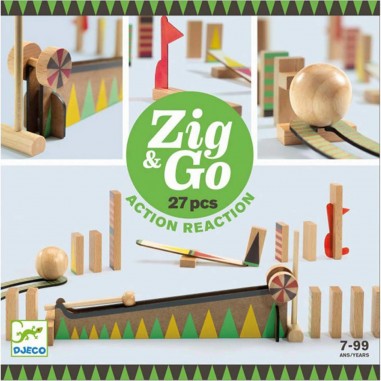 Parcours bille et Domino - Zig & Go - Curve - 27 pièces - Djeco