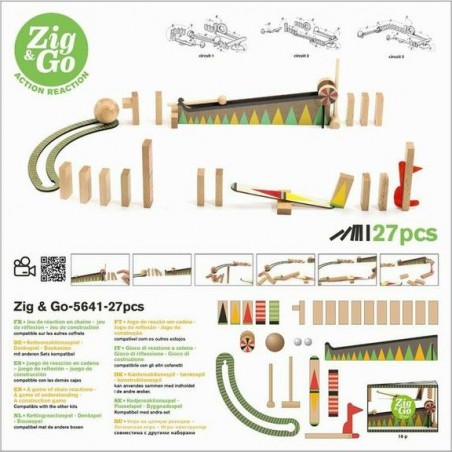 Parcours bille et Domino - Zig & Go - Curve - 27 pièces - Djeco