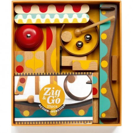 Circuit dominos et bille - Zig & Go - 25 pièces - Djeco