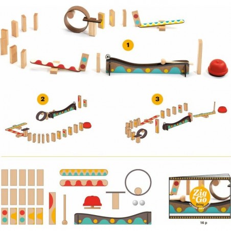 Circuit dominos et bille - Zig & Go - 25 pièces - Djeco
