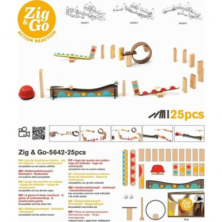 Circuit dominos et bille - Zig & Go - 25 pièces - Djeco