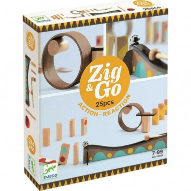 Circuit dominos et bille - Zig & Go - 25 pièces - Djeco