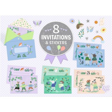 Invitations et stickers Fanfare des animaux - Djeco