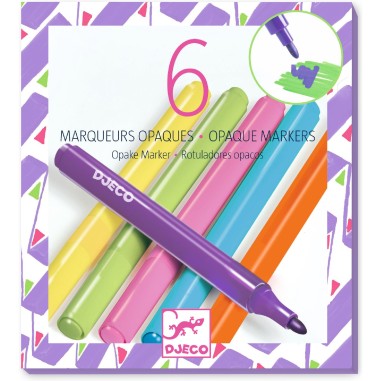 6 marqueurs opaques Années 80 - Djeco