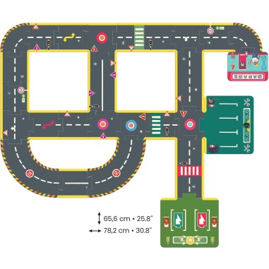 Puzzle Circuit voitures - 26pcs - Figurine Crazy Motors - Djeco