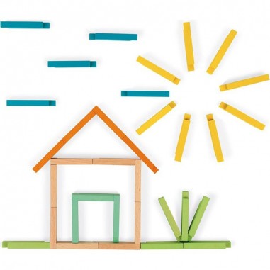 Blocs de construction en bois 60 pièces - Janod