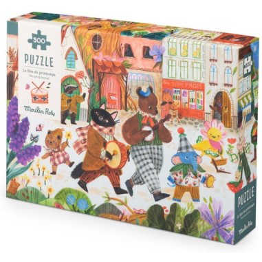 Puzzle 500 pièces La fête du printemps Les Minouchkas - Moulin Roty