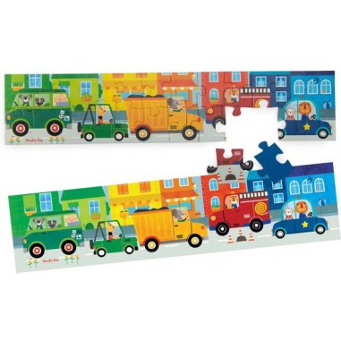 Puzzle 24 pièces Les véhicules Les Popipop - Moulin Roty
