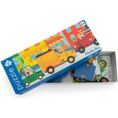 Puzzle 24 pièces Les véhicules Les Popipop - Moulin Roty