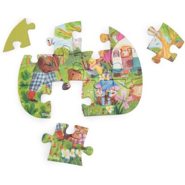4 mini puzzles Une belle journée Les Minouchkas - Moulin Roty