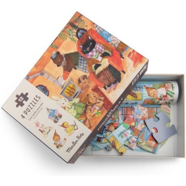 4 mini puzzles Une belle journée Les Minouchkas - Moulin Roty