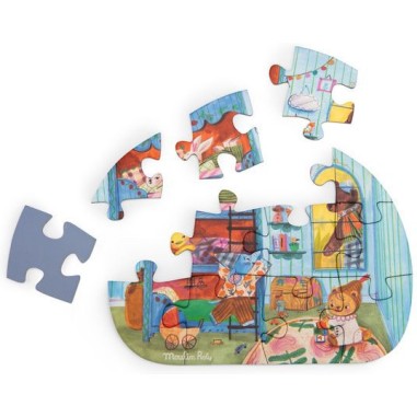 4 mini puzzles Une belle journée Les Minouchkas - Moulin Roty