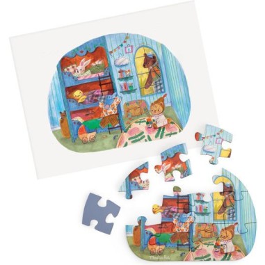 4 mini puzzles Une belle journée Les Minouchkas - Moulin Roty