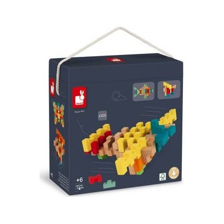 Blocs de construction en bois - 100 pièces - Janod