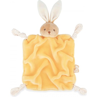 Doudou lapin jaune pour bébé avec nœuds, cadeau de naissance - Kaloo