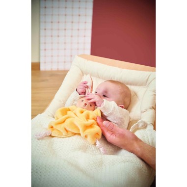 Doudou lapin jaune pour bébé avec nœuds, cadeau de naissance - Kaloo