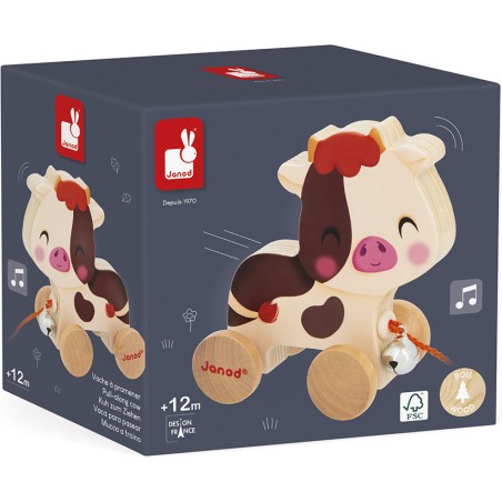 Vache à Promener Ferme : Jouets à promener & à pousser - Janod
