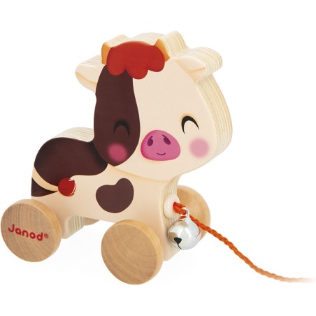 Vache à Promener Ferme : Jouets à promener & à pousser - Janod