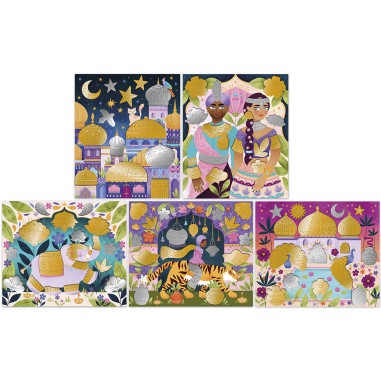 Kit Créatif - Stickers en Métal à Repousser Bollywood : Cartes à gratter - Janod