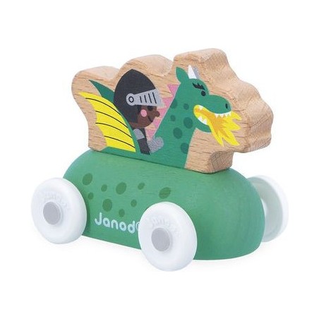 Véhicule roulant chevalier et dragon Cross Roads - Voiture en bois - Janod