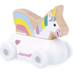 Véhicule roulant licorne blanche Cross Roads - Voiture en bois - Janod